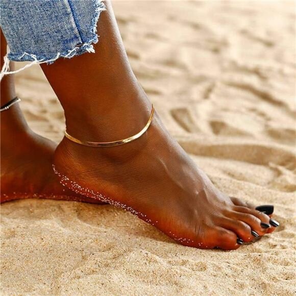 Gold Anklets for Women Waterproof,18K Gold Plated Anklet for Women Snake Chain - Picture 4 of 7
